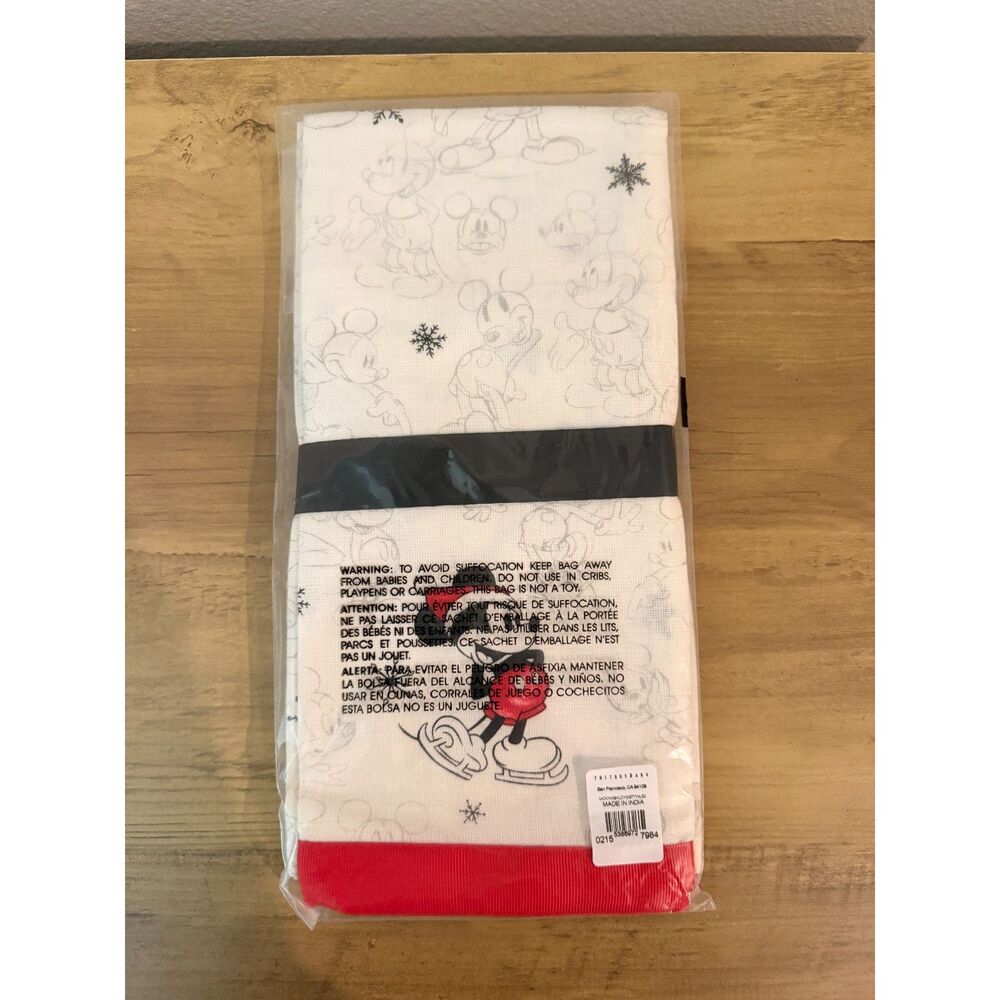 Pottery Barn Disney Mickey Mouse Holiday Kitchen Guest Hand Towels Set of 2 NWT